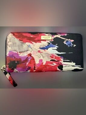 Kate Spade- New York Laurel Way Bifold Wallet-Blurry Watercolor Floral- Like New